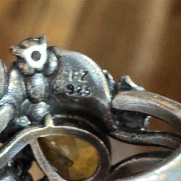 Or Paz Silver Floral Ring with Yellow and Blue Stones - Picture 5 of 8